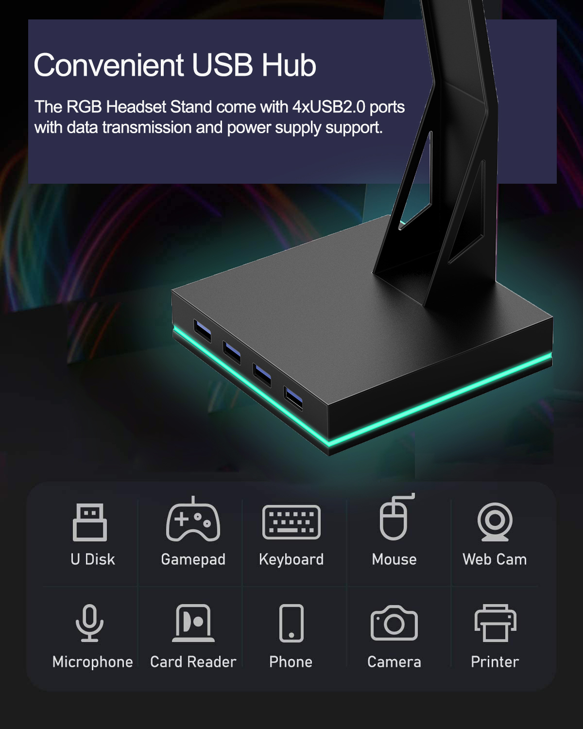Soporte para Auriculares RGB p - Usb Hub Gaming reseña y precio
