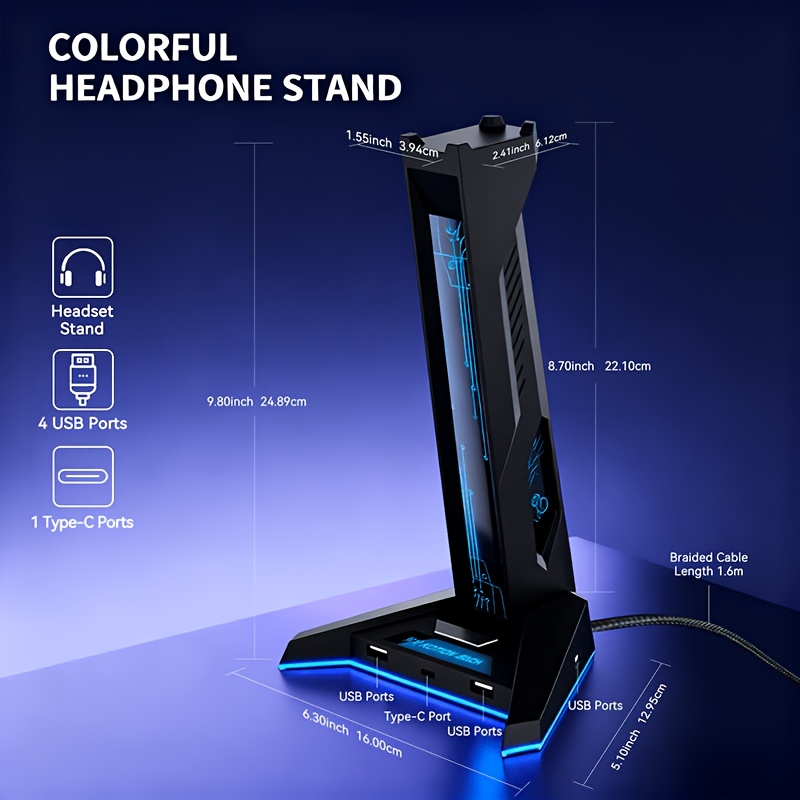 Soporte para auriculares para  - Usb Hub Gaming reseña y precio