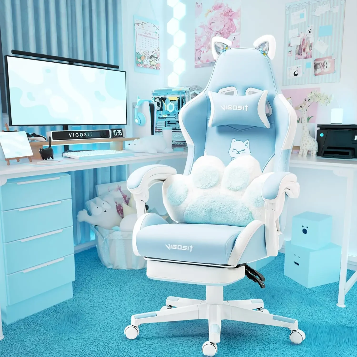 Silla gamer rosa con cojín lum - Pc Gaming Quotes reseña y precio
