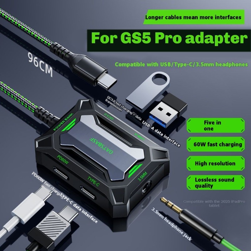 Adaptador Hub OATSBASF 5 en 1  - Usb Hub Gaming reseña y precio