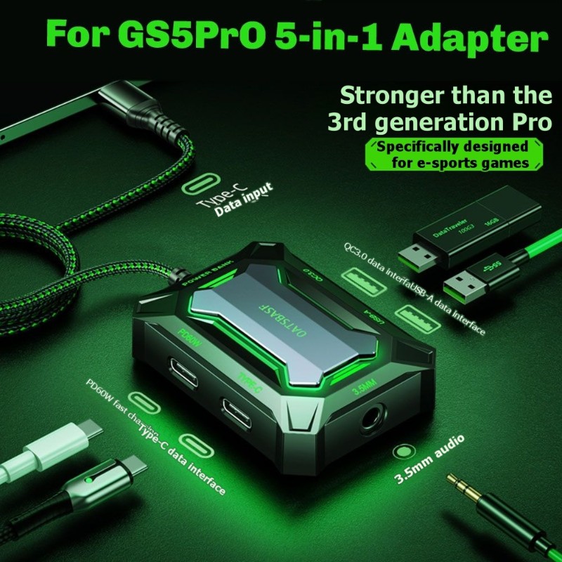 Adaptador Hub OATSBASF 5 en 1  - Usb Hub Gaming reseña y precio